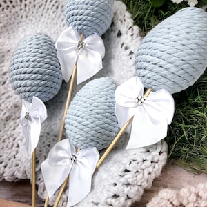 Easter egg lollipop decorations handmade in QLD baby blue set of 4