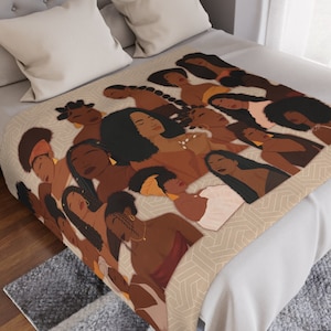 Throw Blanket ft. African American Women, Sherpa Fleece / Polyester, Black Owned Shop, Black Owned Business