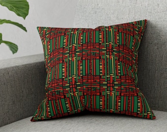 Coussin/taie d'oreiller, coussin/housse/étui à imprimé africain carré avec fermeture à glissière, cadeau de pendaison de crémaillère, boutique noire/entreprise