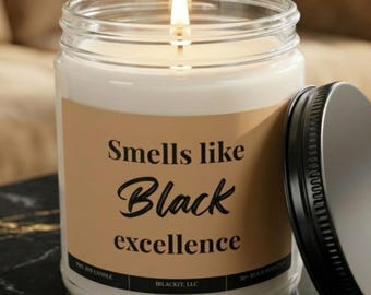 Regalo de felicitación por excelencia negra, decoración de graduación afrocéntrica, regalo de promoción para afroamericanos, huele a vela, tienda propiedad de personas negras