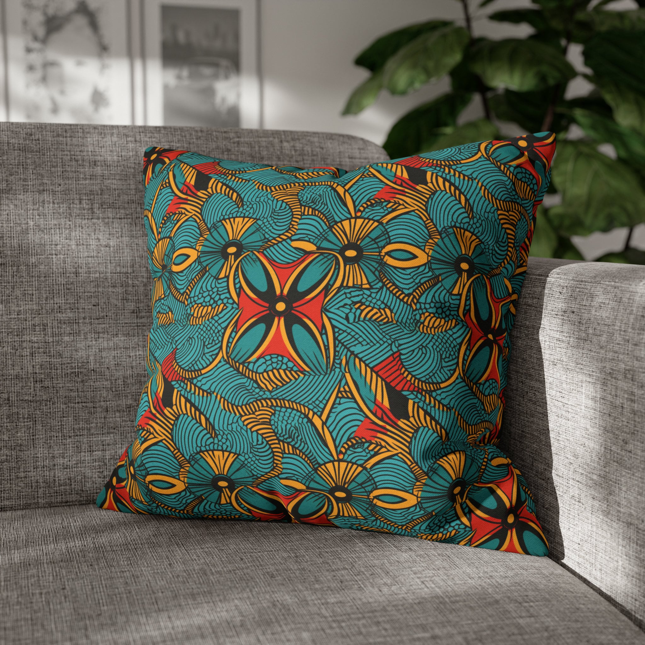 Ankara Inspired Throw Pillow Afrocentric Home Decor for Housewarming Gift African Print Pillowcase Black Owned Shop Black Owned Business
