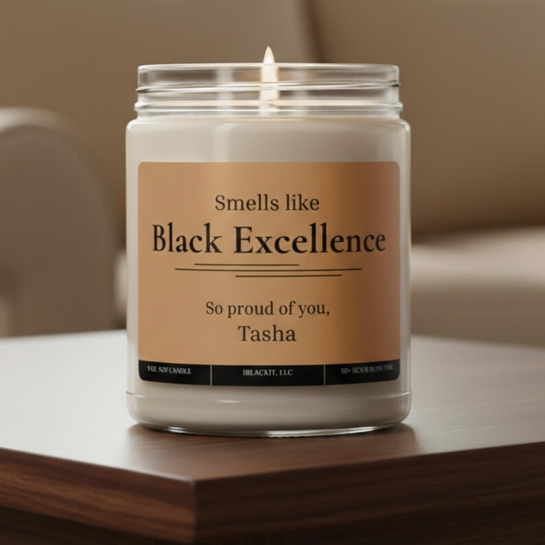 Afrocentric Personalized Name Candle for African American Graduation Gift Congratulations Smells like Black Excellence Black Owned Shop image 2
