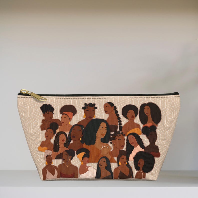 Afrocentric makeup pouch gift for African American women, Black owned business