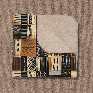 Tan Brown African Print Sherpa Fleece Throw Blanket for Afrocentric Home Decor Housewarming Gift Black Owned Business Black Owned Shop