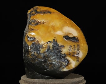 32163 Natural Shoushan stone hand-carved landscape statue