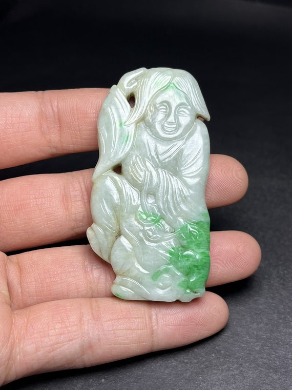 4426 Natural jadeite hand-carved Liu hai pendant