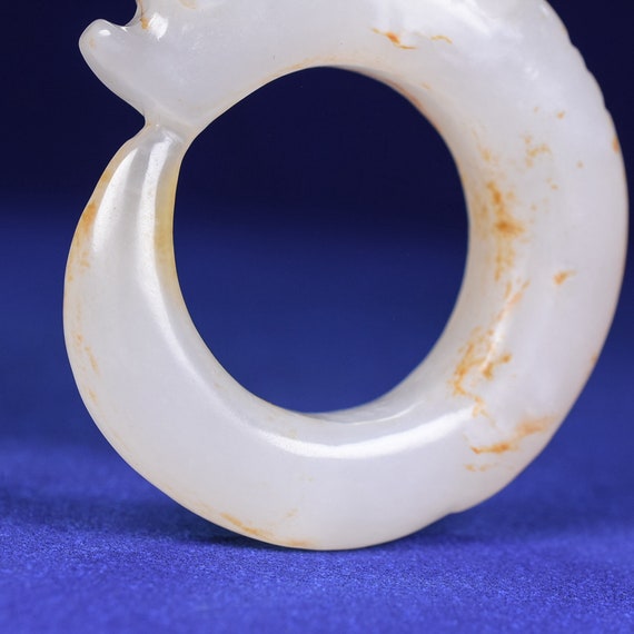 39037 Hetian white jade hand-carved dragon pendant - image 5