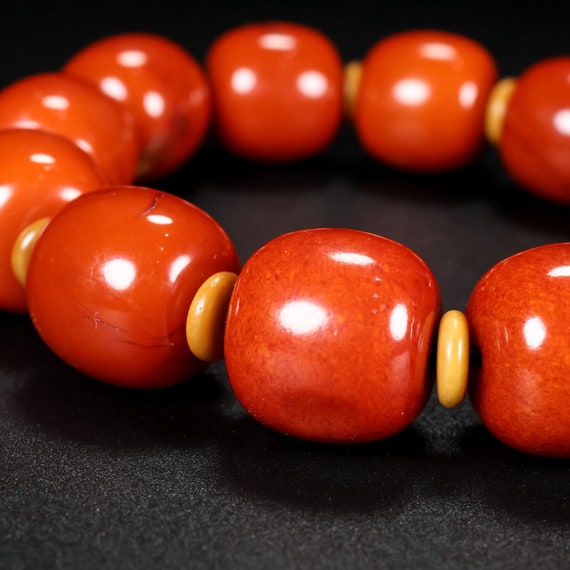45135 Vintage chinese hetian jade beads bracelet - image 6