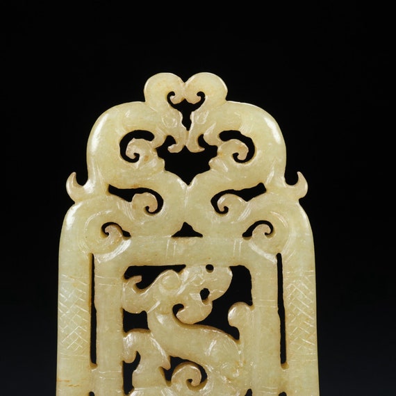43347 Hetian jade hand-carved dragon and phoenix … - image 4