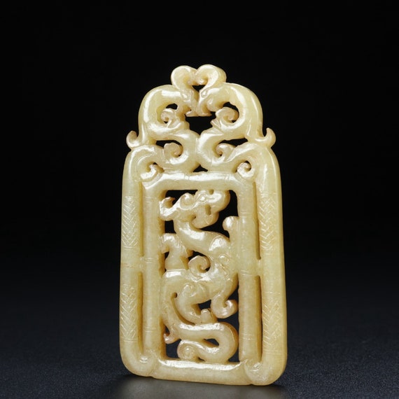 43347 Hetian jade hand-carved dragon and phoenix … - image 2
