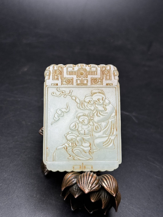 43330 Hetian jade handmade Zigang brand pendant