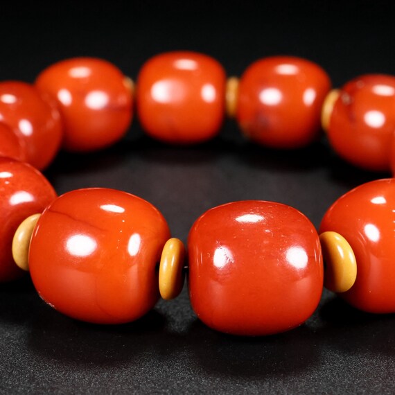 45135 Vintage chinese hetian jade beads bracelet - image 4