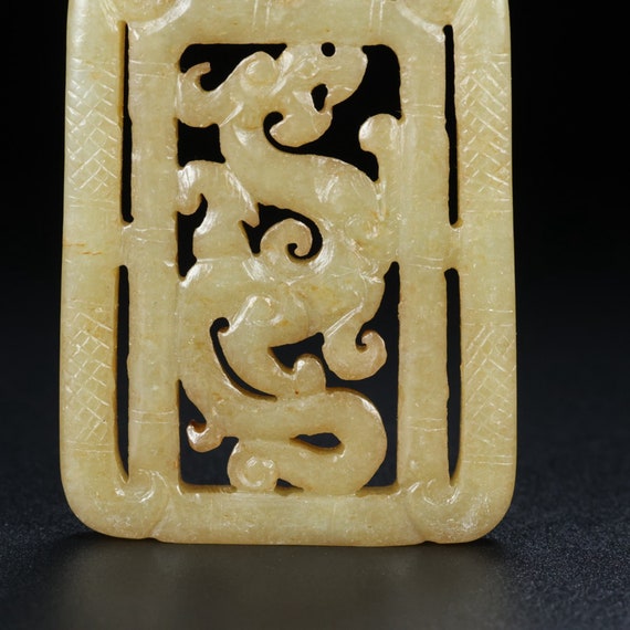 43347 Hetian jade hand-carved dragon and phoenix … - image 5