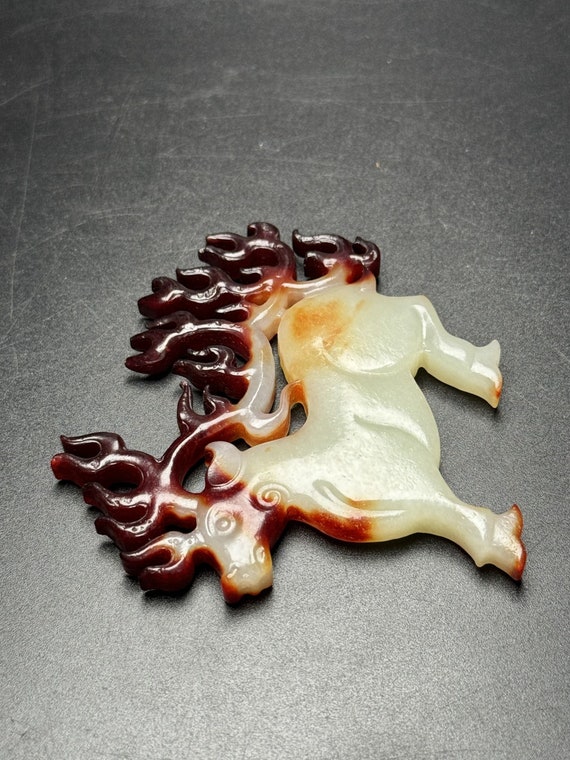 4221 Hetian jade hand-carved deer pendant - image 6