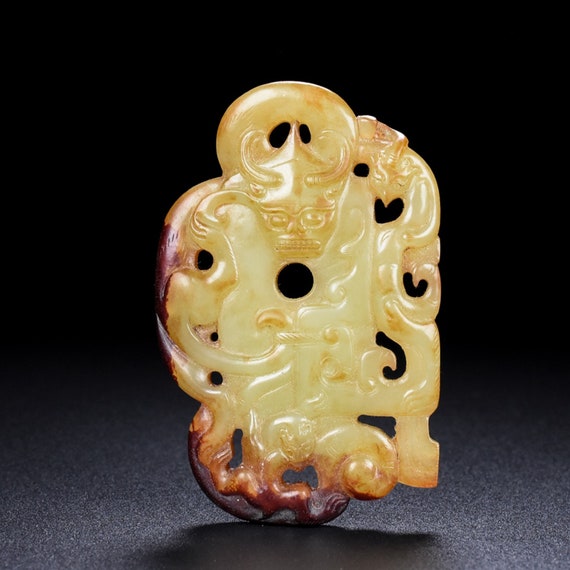 4207 Ancient Chinese Hetian jade dragon pendant - image 3