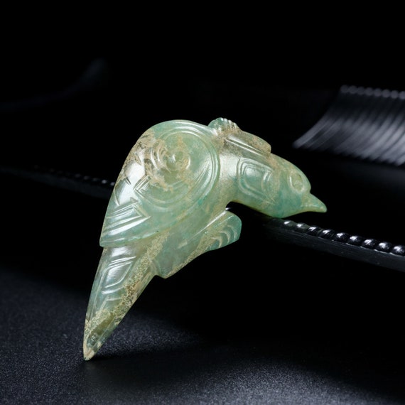 44295 Hetian jade hand-carved bird pendant - image 1