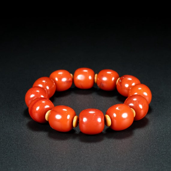 45135 Vintage chinese hetian jade beads bracelet - image 8