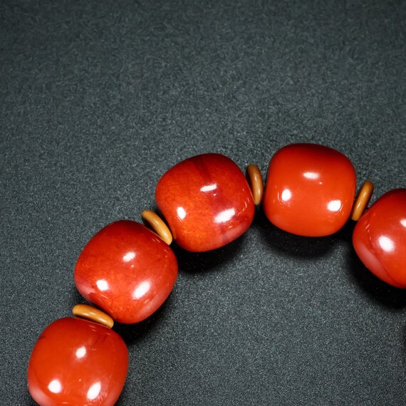 45135 Vintage chinese hetian jade beads bracelet - image 5