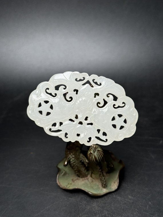 4595 Openwork natural Hetian jade carved butterfl… - image 7