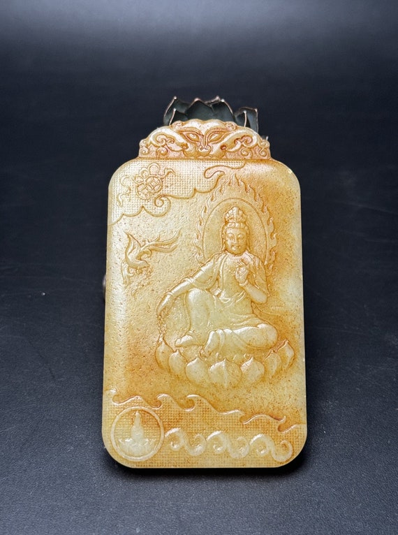 311297 Hetian jade hand-carved guanyin pendant - image 2