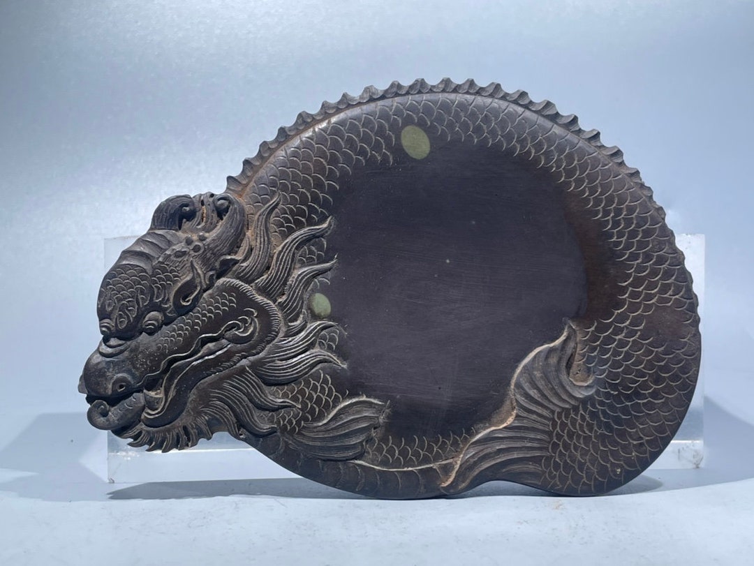 410472 Old Chinese Dragon Head Fish Shape Duan Inkstone Etsy