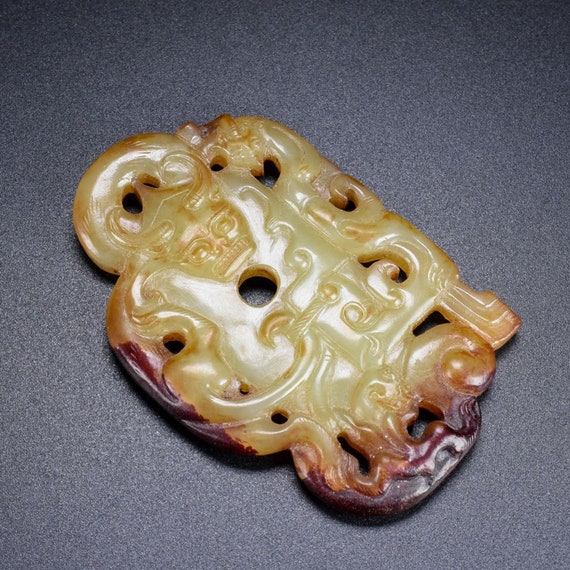 4207 Ancient Chinese Hetian jade dragon pendant - image 1