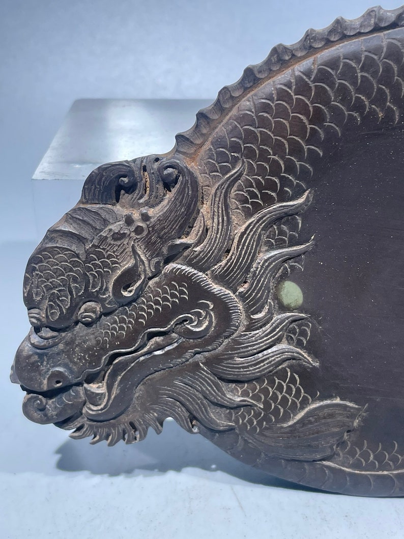 410472 Old Chinese Dragon Head Fish Shape Duan Inkstone Etsy
