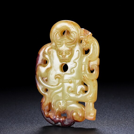 4207 Ancient Chinese Hetian jade dragon pendant - image 5