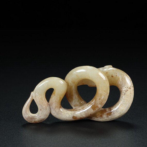 45153 Old chinese hetian jade carved snake pendant - image 6