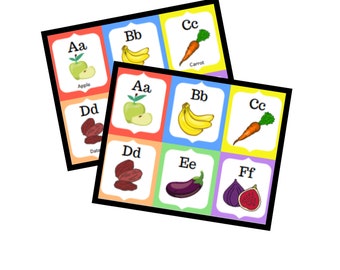 Fruit and Vegetable ABC Flash Cards