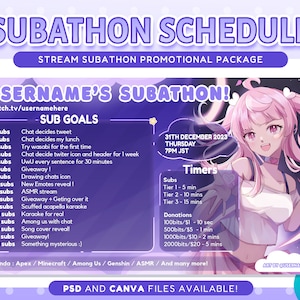 Modelo de subatona de stream para streaming no Twitch e no Youtube / Modelo de programação bonito da nuvem roxa para mídias sociais / Pacote de eventos / Pastel