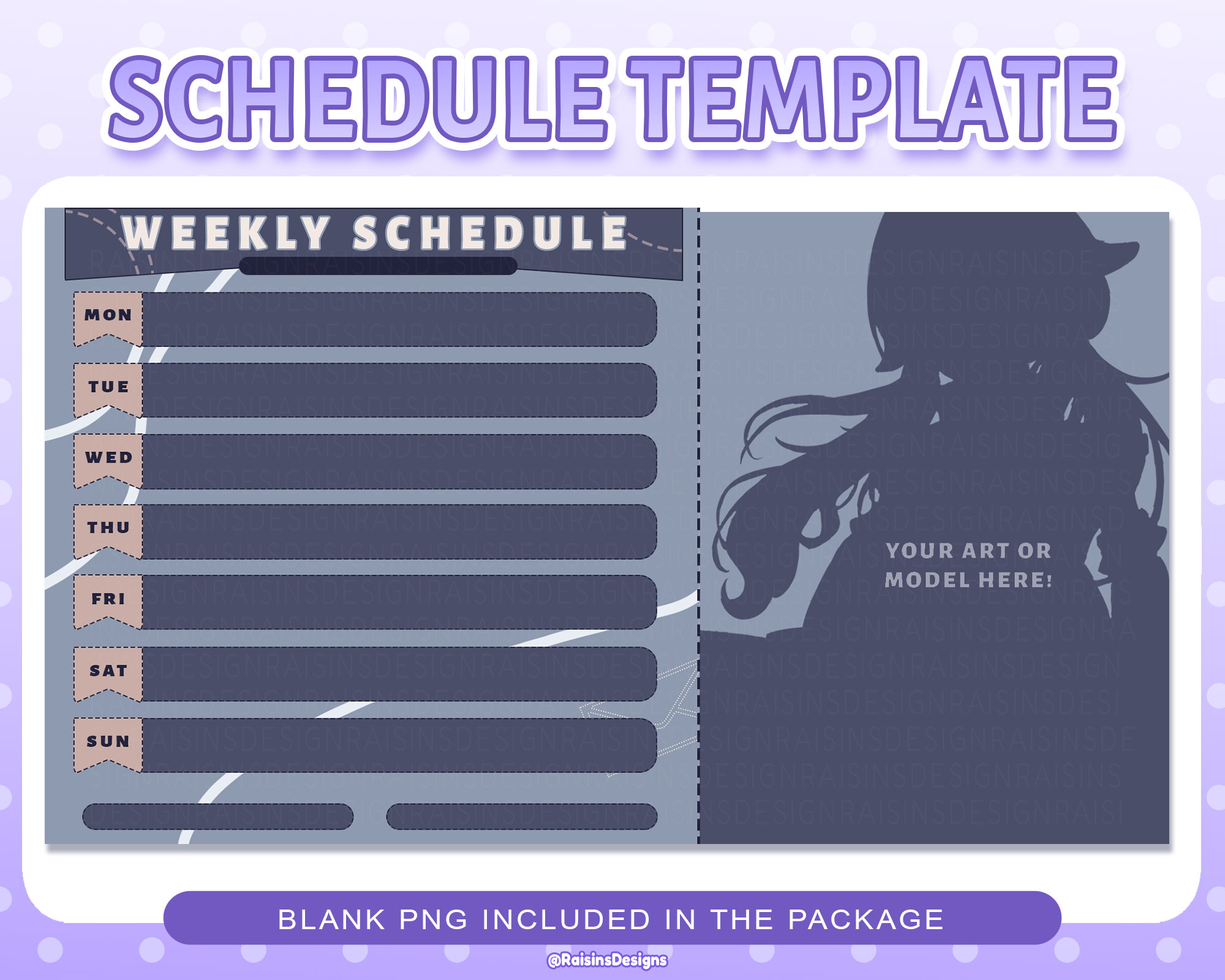 Stream Schedule Template for Twitch & Youtube Streaming / Dark Navy