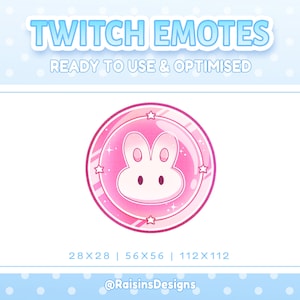 Pink Bunny Coin Emote / P2U Channel Point / Emotes for Twitch Youtube & Discord / Cute Pastel Stream Graphics