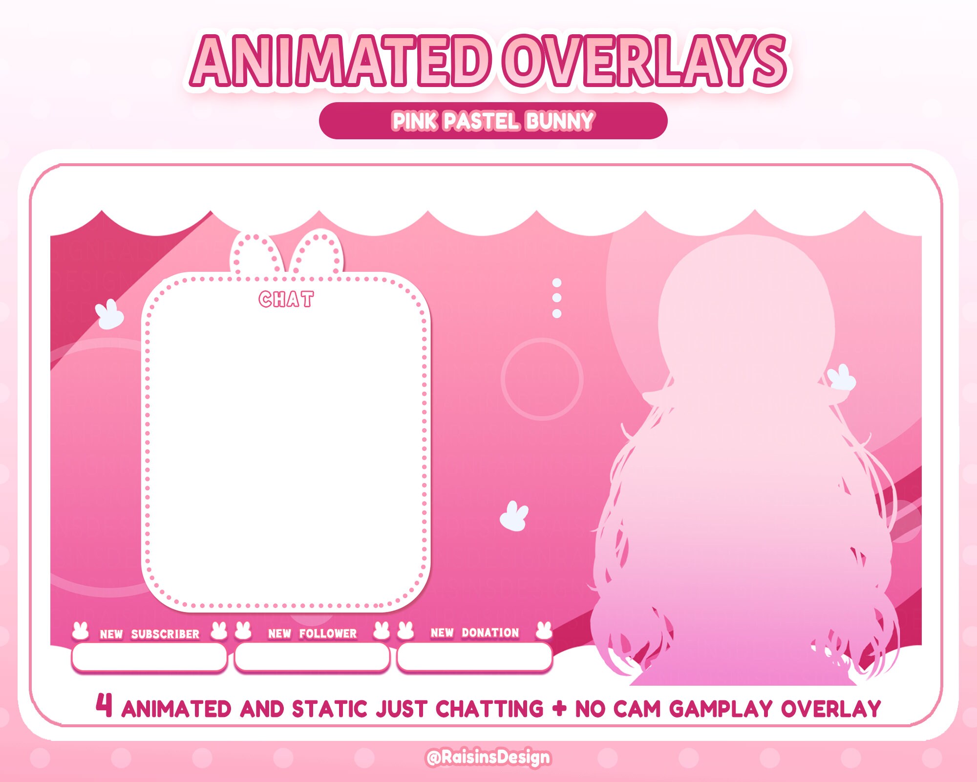 Animierte Twitch Overlays / Pink Pastel Bunny / Streamer Graphics ...