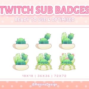 Cactus Plant Botanical Succulent sub badges for Twitch & Youtube stream / P2U Cute Cheer Badges / Streamer Graphics / Cactus / Bit Badges