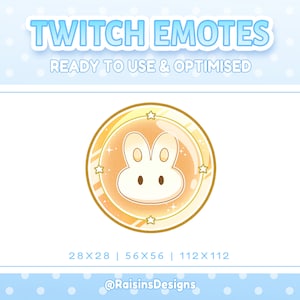 Gold Bunny Coin Emote / P2U Channel Point / Emotes for Twitch Youtube & Discord / Cute Pastel Stream Graphics