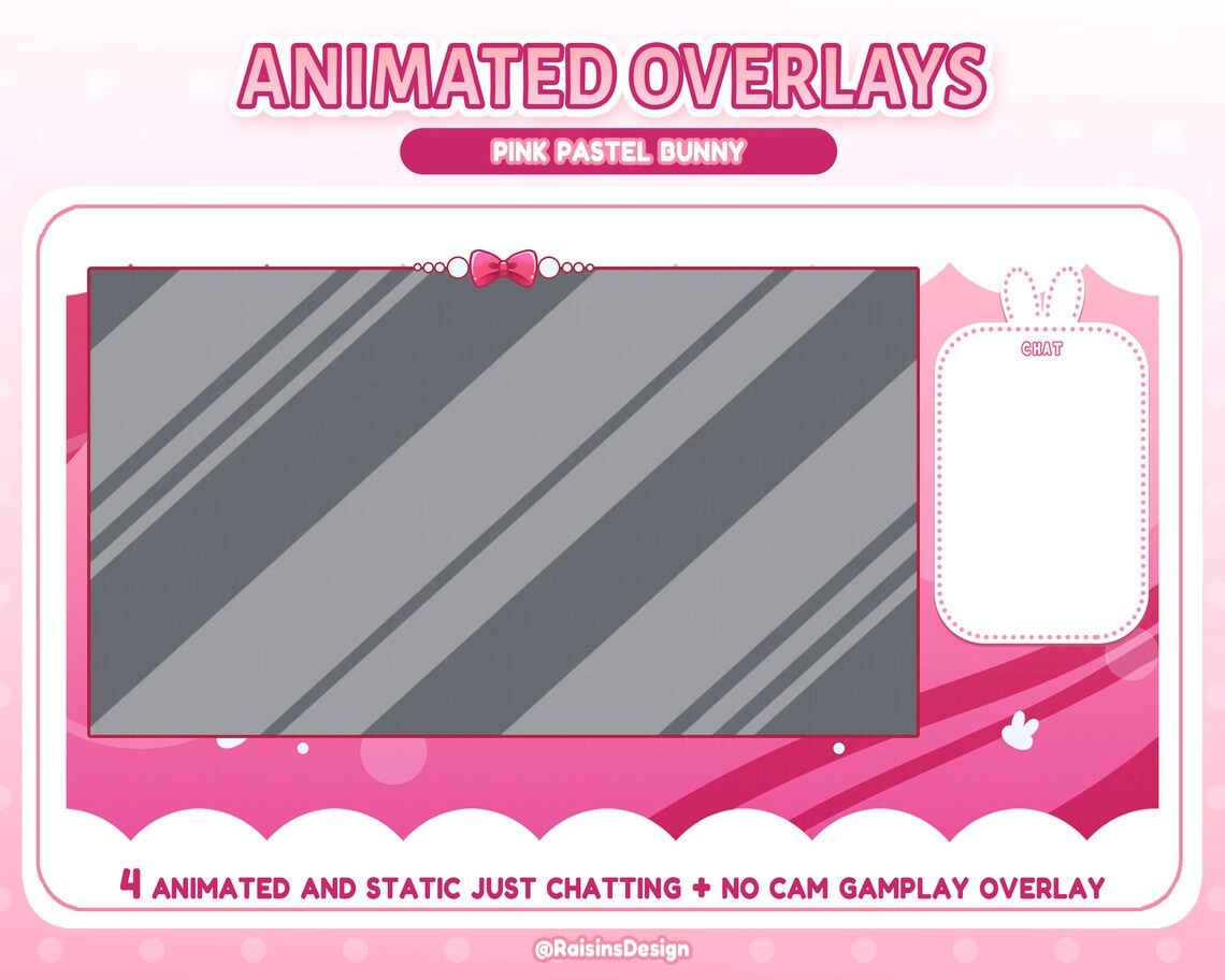Animated Twitch Overlays / Pink Pastel Bunny / Streamer Graphics ...