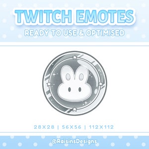 Silver Bunny Coin Emote / P2U Channel Point / Emotes for Twitch Youtube & Discord / Cute Pastel Stream Graphics
