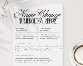 Name Change Numerology Report – Birth vs. New Name Analysis – Discover How Your Name Shift Affects Your Destiny & Energy