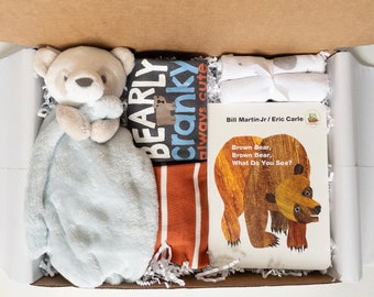 Baby boy gift box, baby boy shower gift, Short Sleeve Bodysuits, newborn baby gift, baby gift basket, baby Bear gift basket