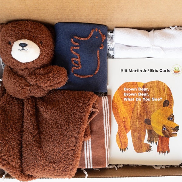Baby boy gift box, baby boy shower gift, LONG Sleeve Bodysuits, newborn baby gift, baby gift basket, Bear gift basket