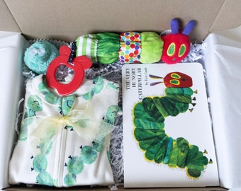 Baby shower gift, very Hungry caterpillar, unisex baby gift set, Very hungry caterpillar gift box, Newborn baby gift box, neutral baby box