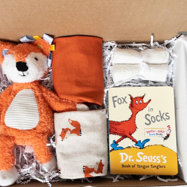 Baby boy gift box, baby boy shower gift, baby boy gift box fox, newborn boy gift, baby boy gift basket, baby Fox gift basket