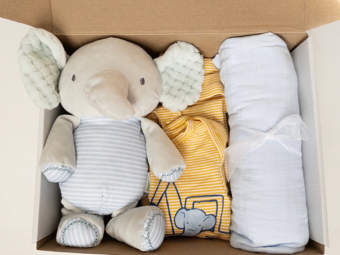 Baby Boy Gift Box, Baby Shower Gift Boy, Elephant Set for Boys, New ...