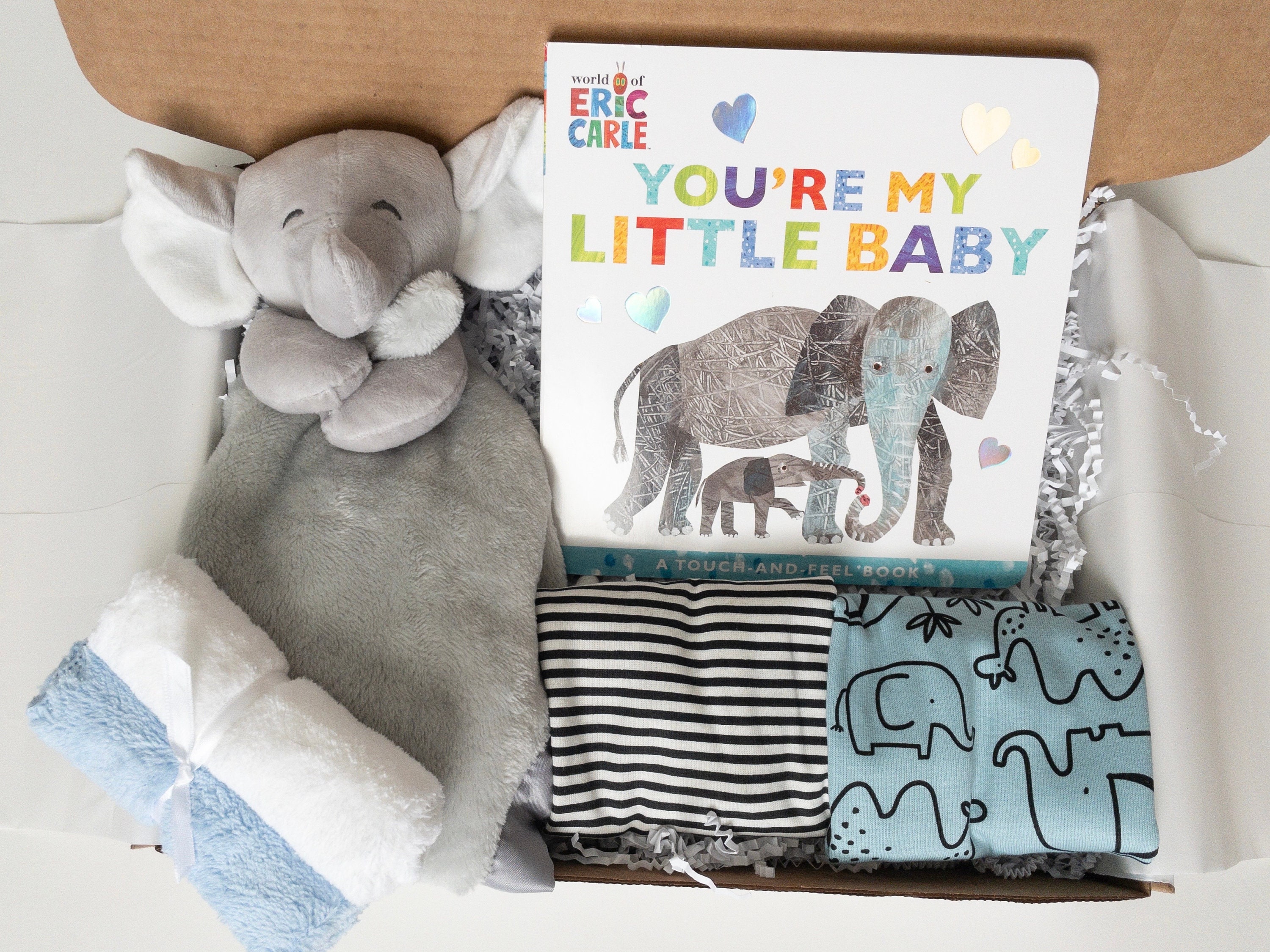 Elephant Baby Gift Box, Bodysuit, Board Book, Security Blanket - Etsy