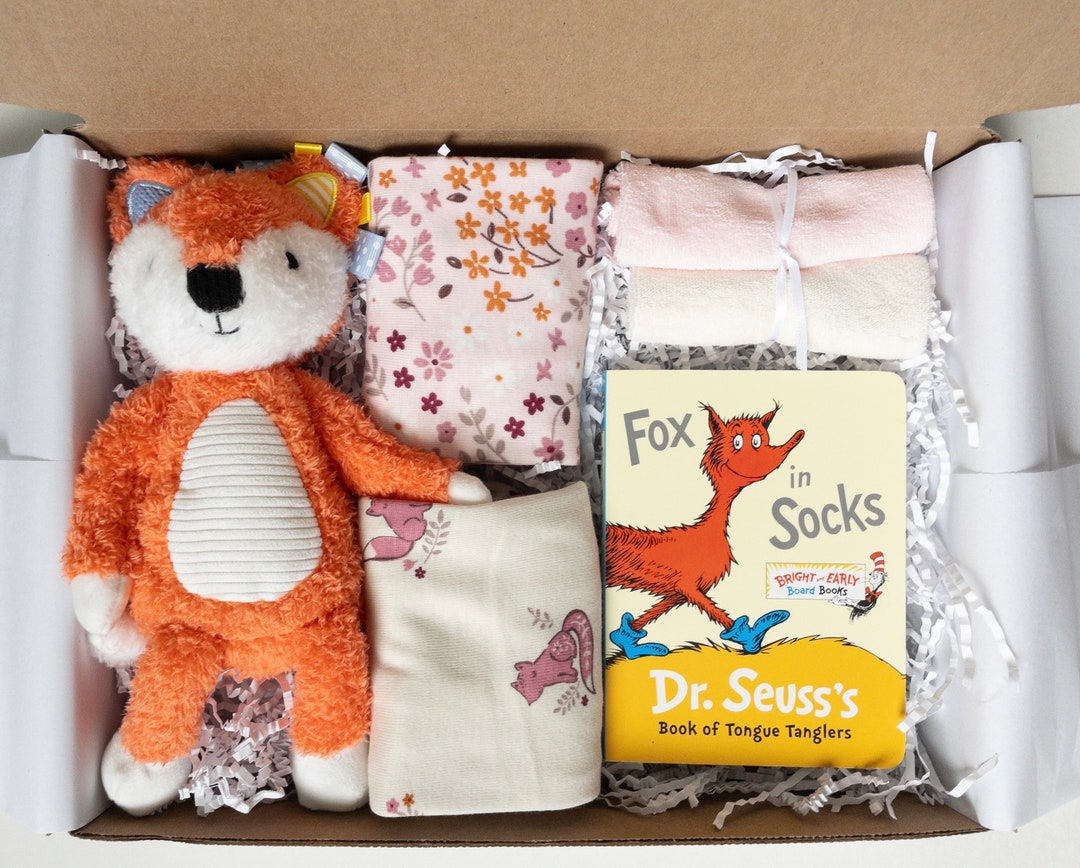 Baby Girl Fox Gift Box, Baby Girl Shower Gift, Baby Girl Fox Gift