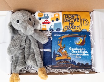Construction Baby Gift Box, Bodysuits, Board Book, Stuffed Toy