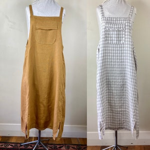 All Seasons Pinafore dress, indie, PDF, sewing pattern with pockets, hem splits, raw edge trim, A0, A4, letter, curvy sizes, plus sizes image 2