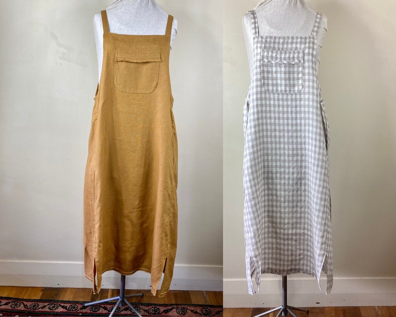 All Seasons Pinafore dress, indie, PDF, sewing pattern with pockets, hem splits, raw edge trim, A0, A4, letter, curvy sizes, plus sizes image 2