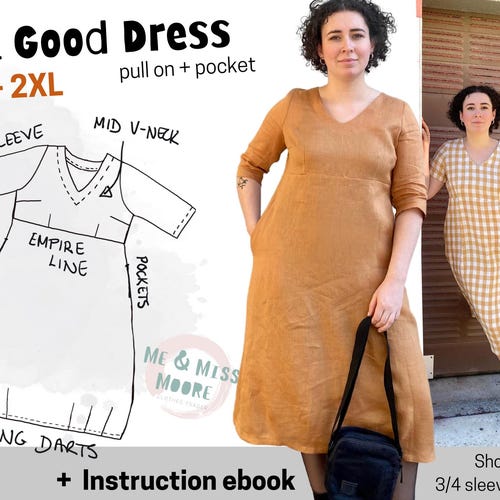 A-line Loose Dress, Linen Dress, Sewing PDF Pattern Dress, Hight Waist Linen  Dress, Do It Yourself, Tutorial Pdf Sewing Size XS-5XL - Etsy